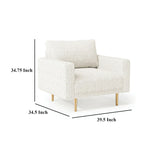 Fauteuil Remy, banquette à accoudoirs droits, bouclé moelleux blanc cassé