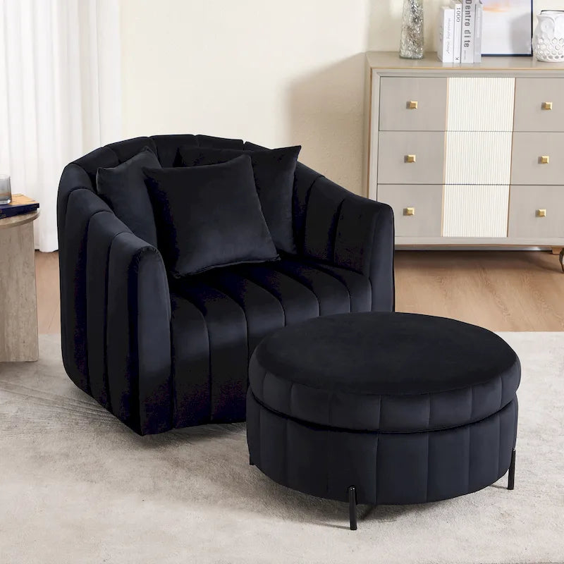 Fauteuil d'appoint pivotant moderne de 40,4 W, fauteuil simple pivotant avec ottoman