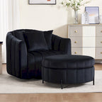 Fauteuil d'appoint pivotant moderne de 40,4 W, fauteuil simple pivotant avec ottoman