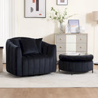 Fauteuil d'appoint pivotant moderne de 40,4 W, fauteuil simple pivotant avec ottoman