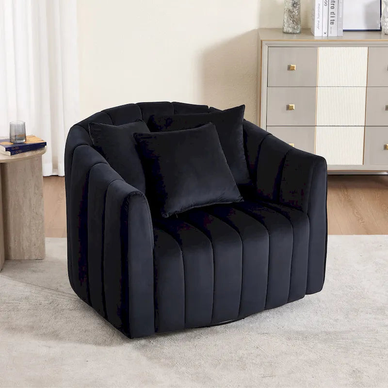 Fauteuil d'appoint pivotant moderne de 40,4 W, fauteuil simple pivotant avec ottoman