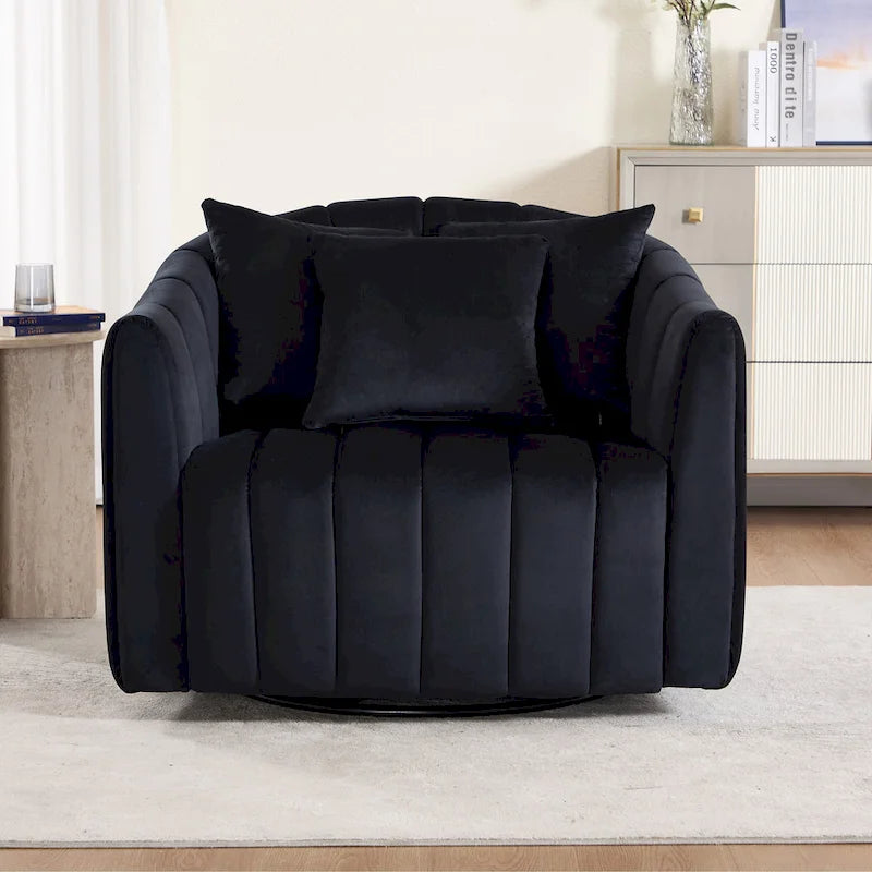 Fauteuil d'appoint pivotant moderne de 40,4 W, fauteuil simple pivotant avec ottoman