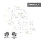 Fauteuil d'appoint pivotant moderne de 40,4 W, fauteuil simple pivotant avec ottoman