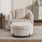 Fauteuil d'appoint pivotant moderne de 40,4 W, fauteuil simple pivotant avec ottoman