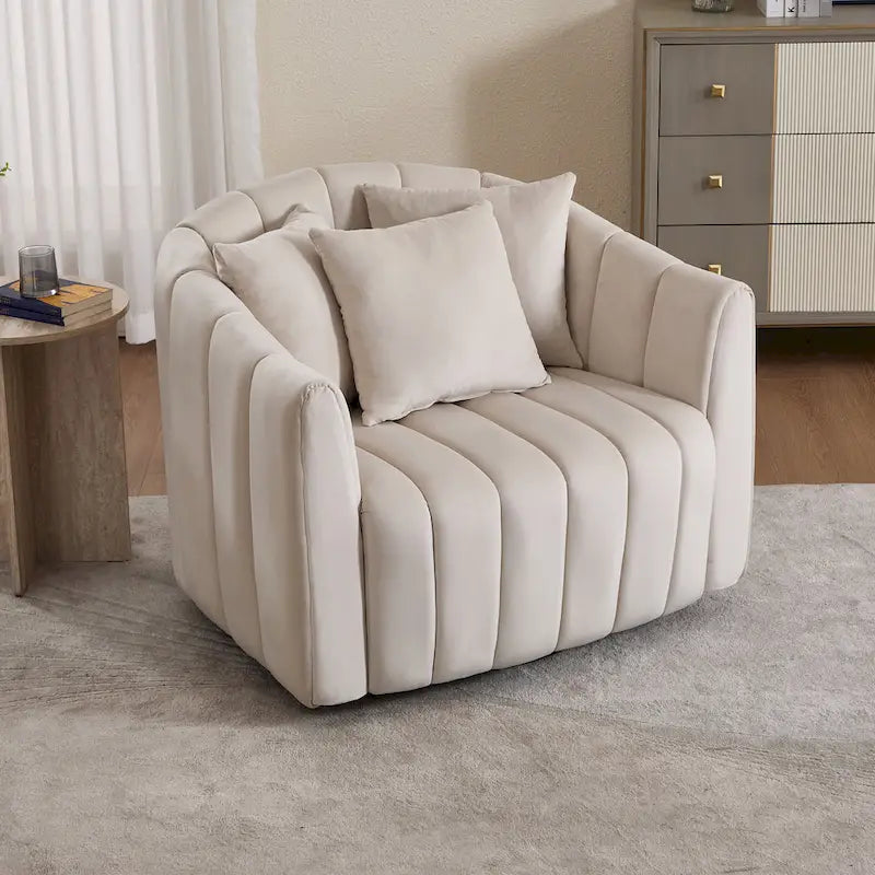 Fauteuil d'appoint pivotant moderne de 40,4 W, fauteuil simple pivotant avec ottoman