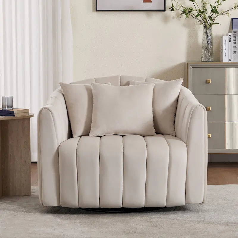 Fauteuil d'appoint pivotant moderne de 40,4 W, fauteuil simple pivotant avec ottoman
