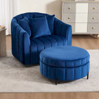 Fauteuil d'appoint pivotant moderne de 40,4 W, fauteuil simple pivotant avec ottoman