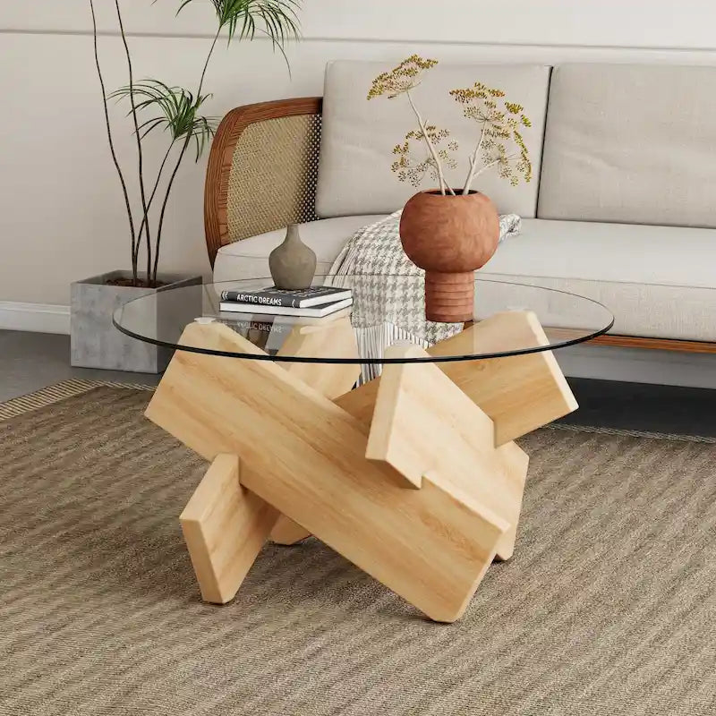 33,4 Table ronde moderne en verre trempé