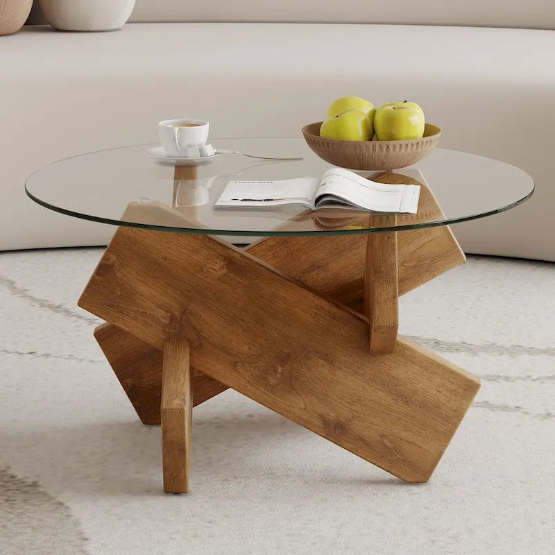 33,4 Table ronde moderne en verre trempé