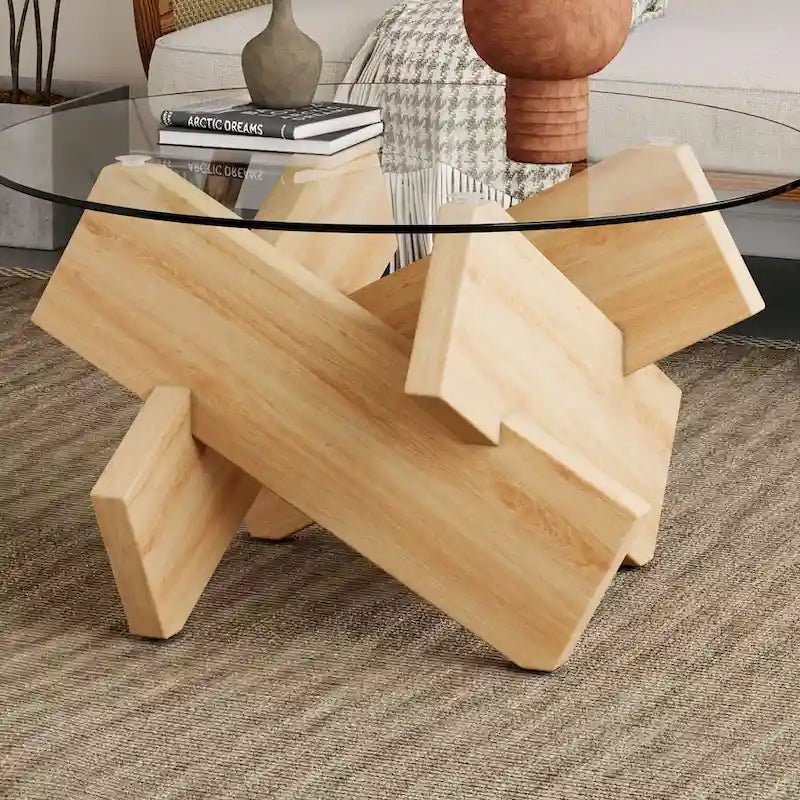 33,4 Table ronde moderne en verre trempé