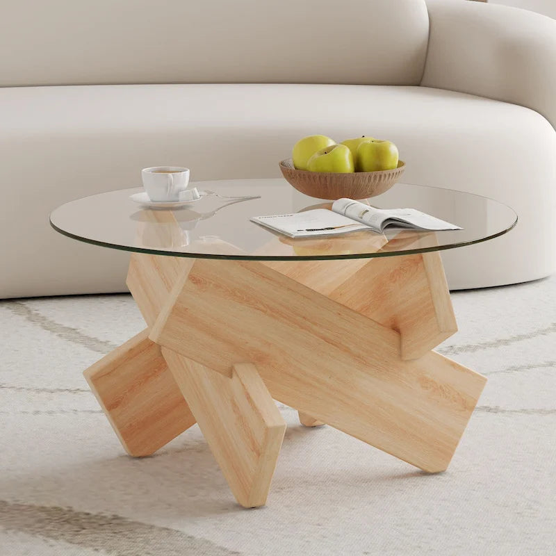 33,4 Table ronde moderne en verre trempé
