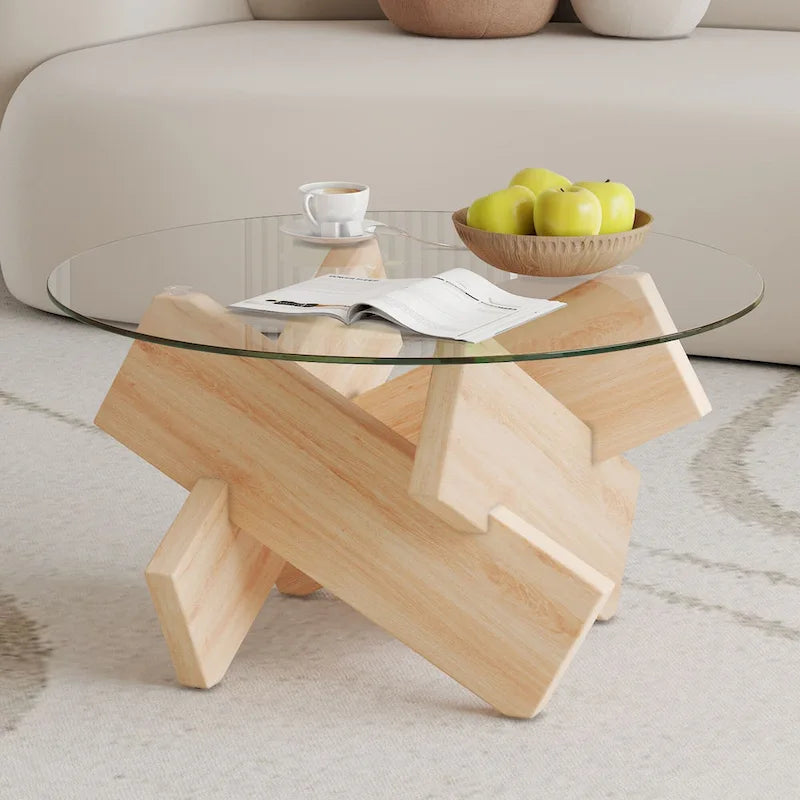 33,4 Table ronde moderne en verre trempé