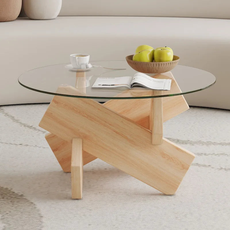33,4 Table ronde moderne en verre trempé