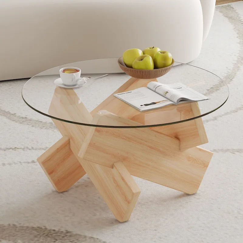 33,4 Table ronde moderne en verre trempé