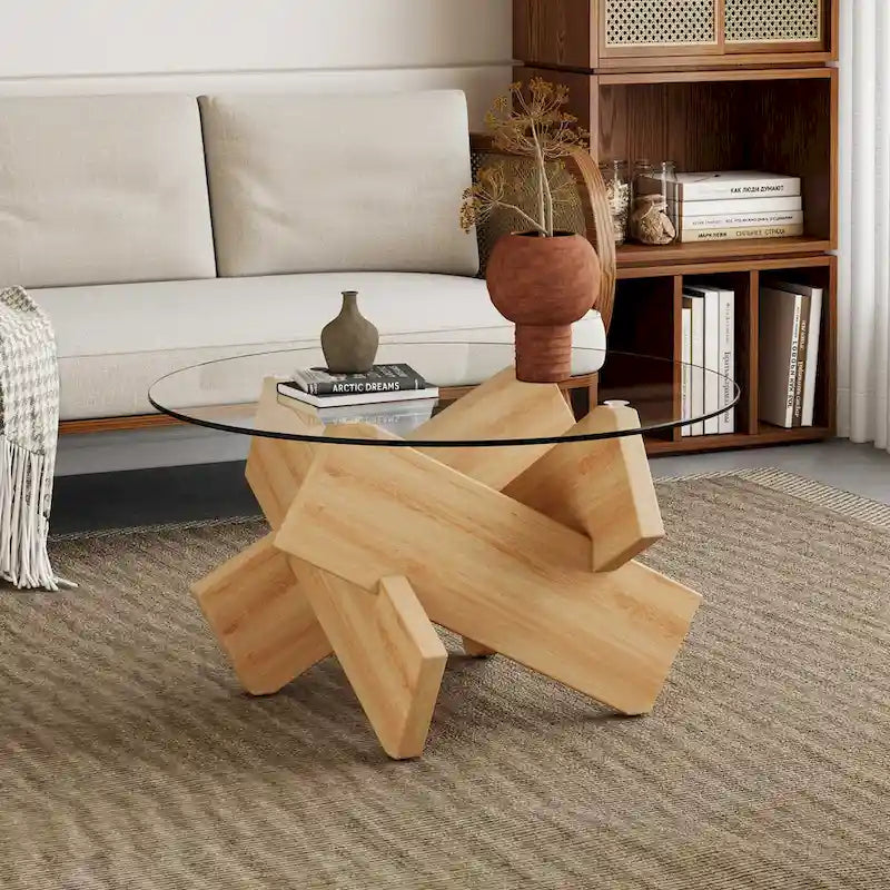 33,4 Table ronde moderne en verre trempé