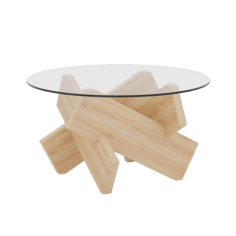 33,4 Table ronde moderne en verre trempé