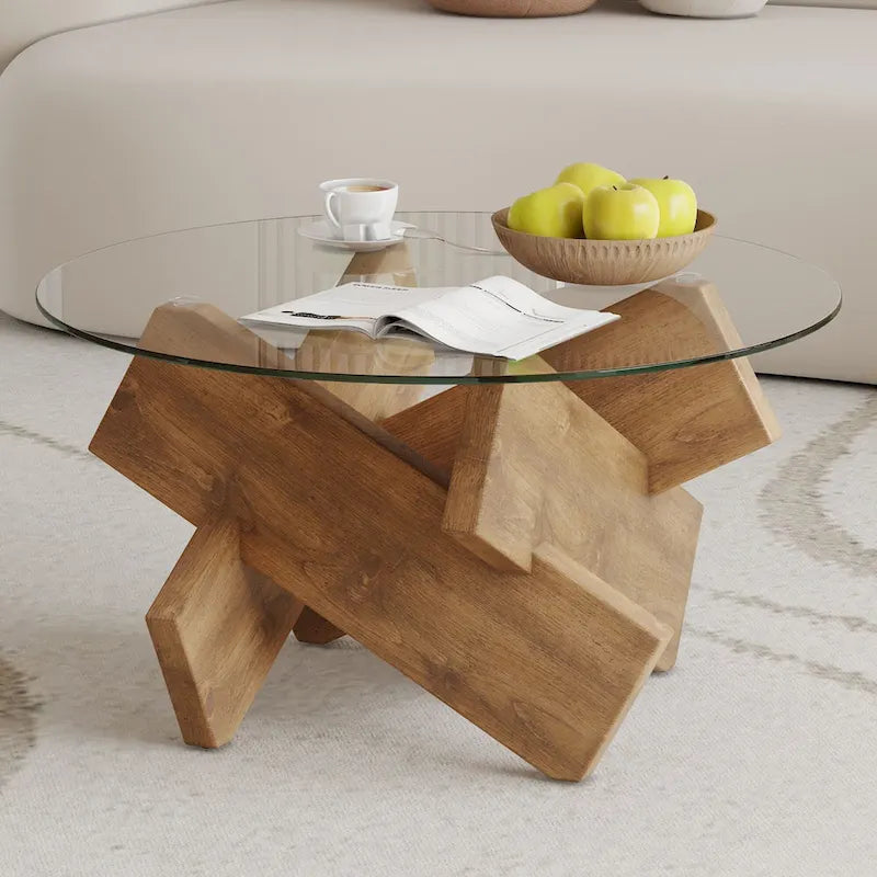 33,4 Table ronde moderne en verre trempé