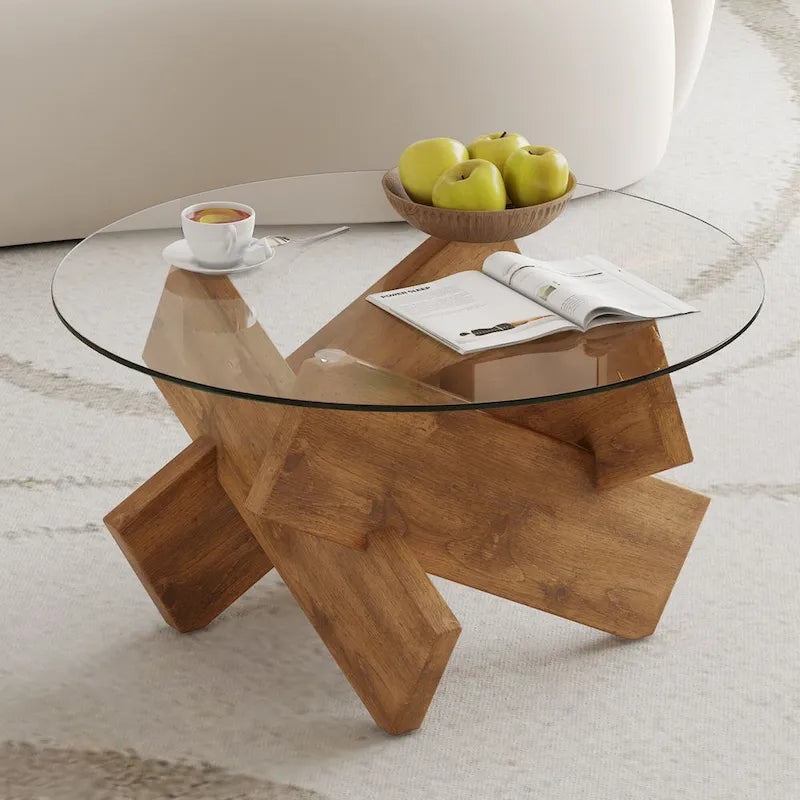 33,4 Table ronde moderne en verre trempé