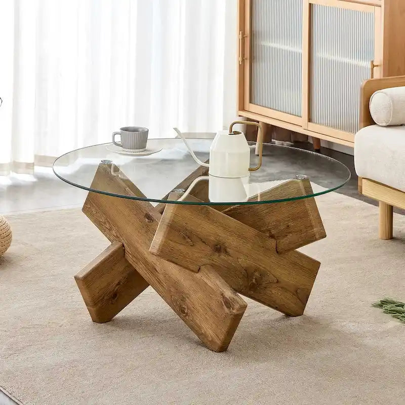33,4 Table ronde moderne en verre trempé