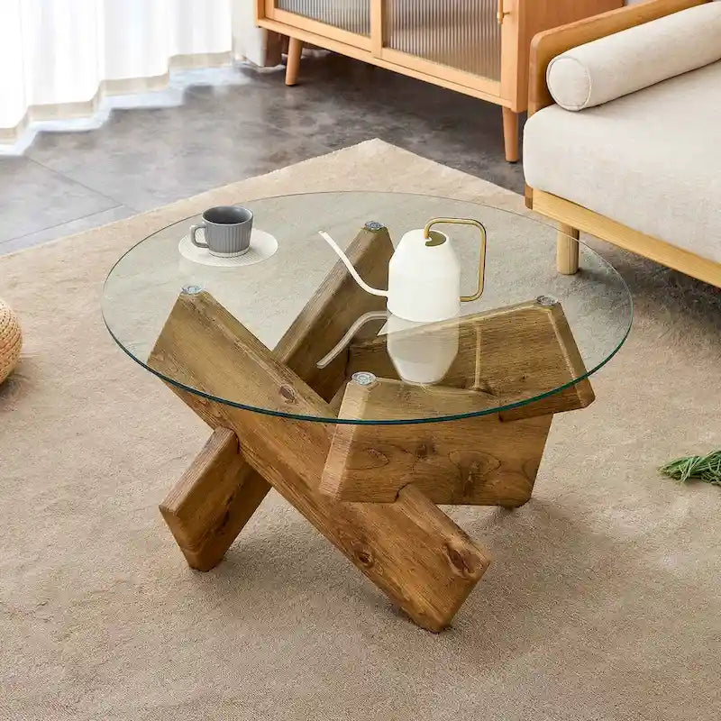 33,4 Table ronde moderne en verre trempé