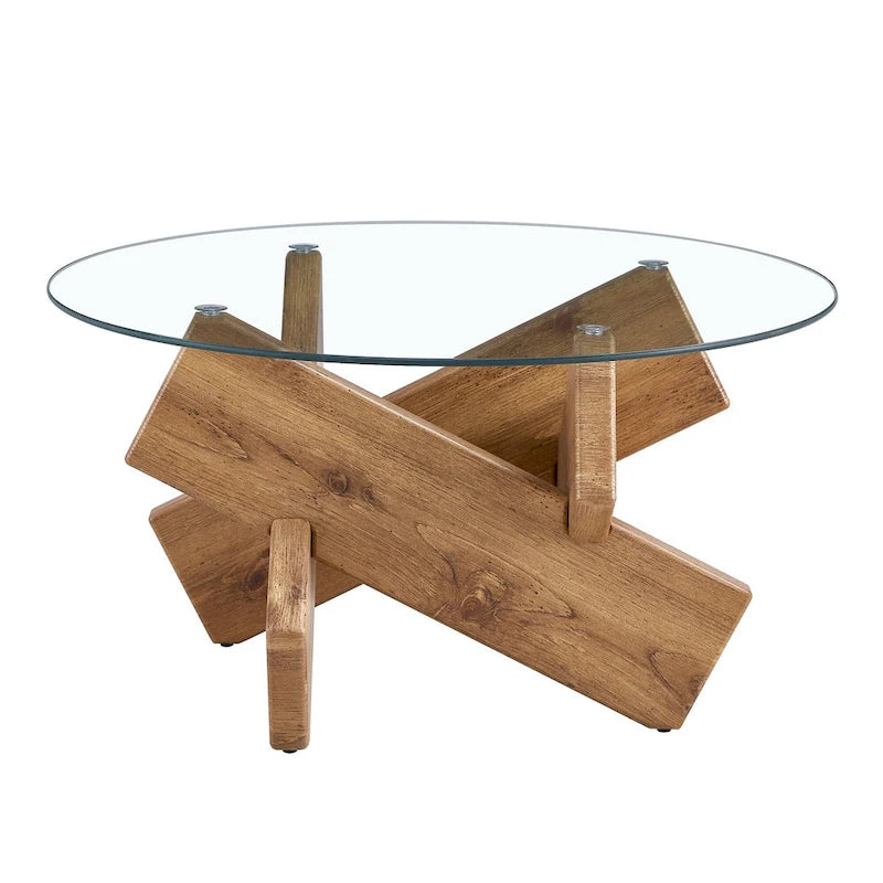 33,4 Table ronde moderne en verre trempé