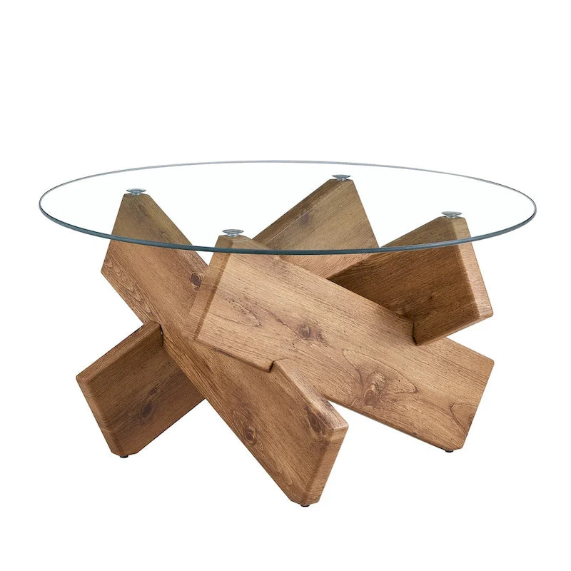 33,4 Table ronde moderne en verre trempé