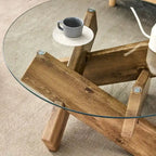 33,4 Table ronde moderne en verre trempé