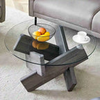 33,4 Table ronde moderne en verre trempé
