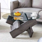33,4 Table ronde moderne en verre trempé