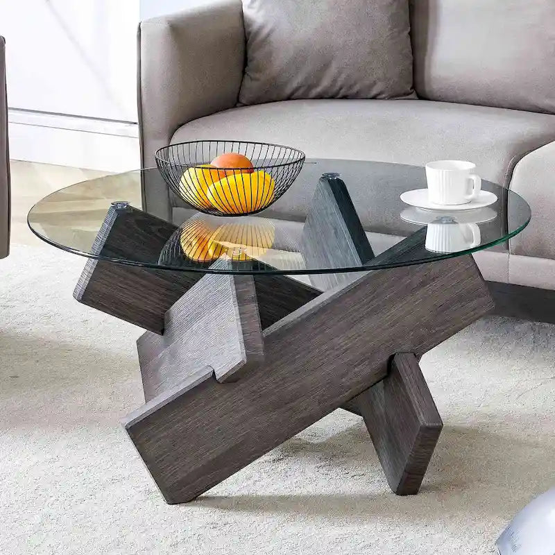 33,4 Table ronde moderne en verre trempé