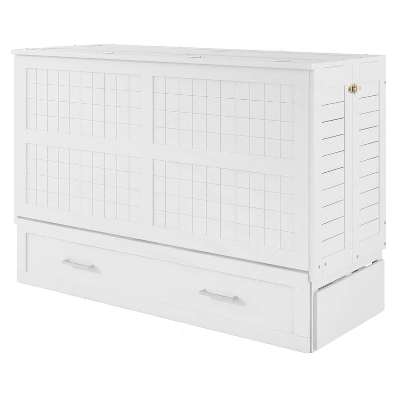 Lit escamotable polyvalent Queen Size avec tiroir et étagères latérales