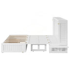 Lit escamotable polyvalent Queen Size avec tiroir et étagères latérales