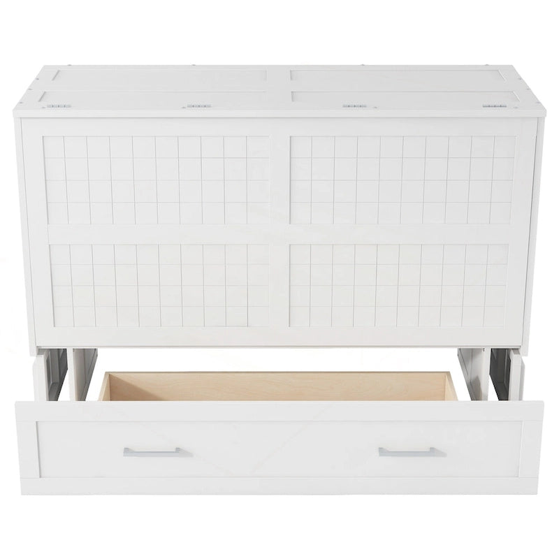 Lit escamotable polyvalent Queen Size avec tiroir et étagères latérales