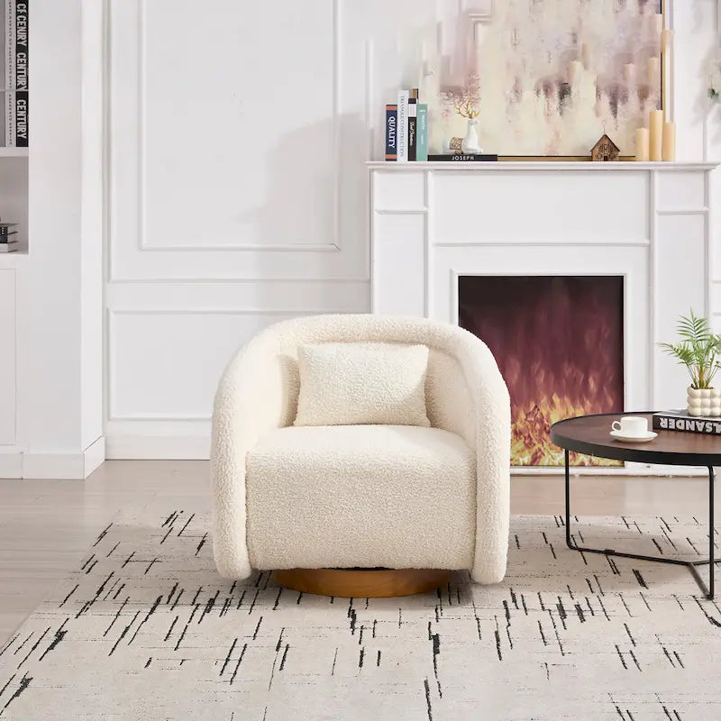 Fauteuil pivotant, Fauteuil pivotant à 360 degrés en velours, Fauteuil pivotant confortable en forme de citrouille