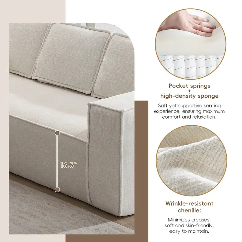 Ensemble de canapé d'angle moderne en forme de nuage, ensemble de canapé modulaire en chenille