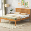 Lit plateforme en bois de pin avec tête de lit et support à lattes en bois pour chambre à coucher