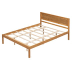 Lit plateforme en bois de pin avec tête de lit et support à lattes en bois pour chambre à coucher