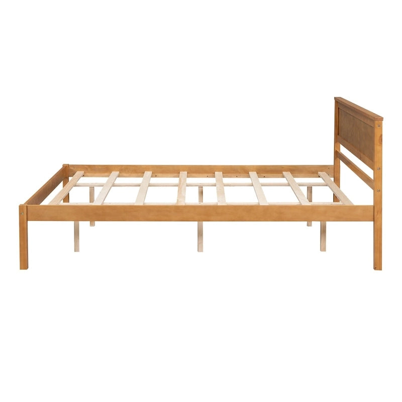 Lit plateforme en bois de pin avec tête de lit et support à lattes en bois pour chambre à coucher