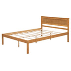 Lit plateforme en bois de pin avec tête de lit et support à lattes en bois pour chambre à coucher