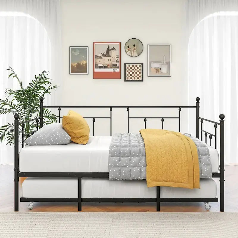 Lit de repos gigogne en métal, format jumeau, pour enfants ou invités