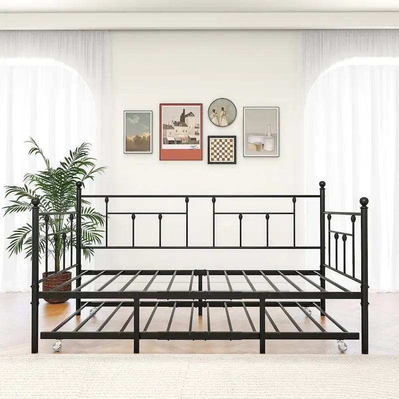Lit de repos gigogne en métal, format jumeau, pour enfants ou invités