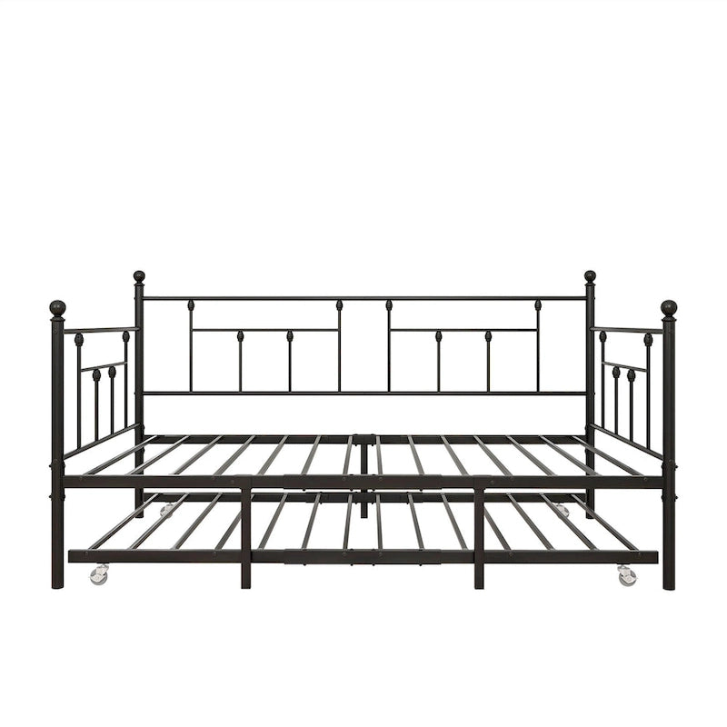 Lit de repos gigogne en métal, format jumeau, pour enfants ou invités