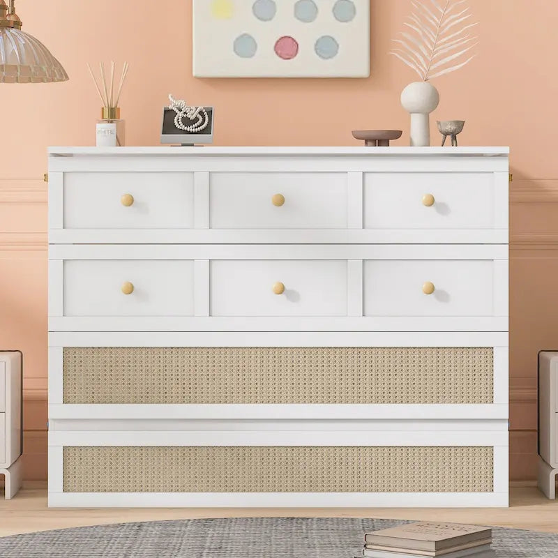 Lit escamotable moderne blanc de taille Queen avec rangement polyvalent et grands tiroirs pour chambre à coucher