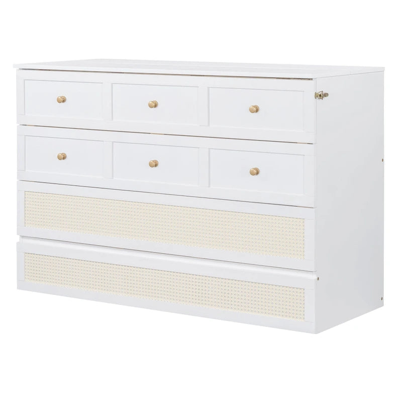 Lit escamotable moderne blanc de taille Queen avec rangement polyvalent et grands tiroirs pour chambre à coucher