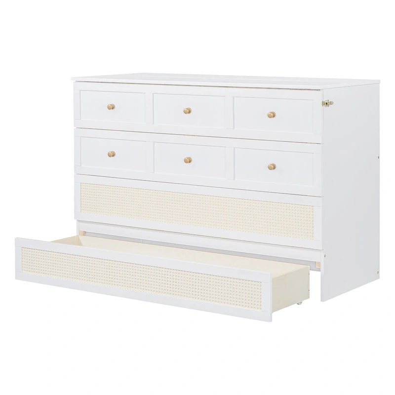 Lit escamotable moderne blanc de taille Queen avec rangement polyvalent et grands tiroirs pour chambre à coucher