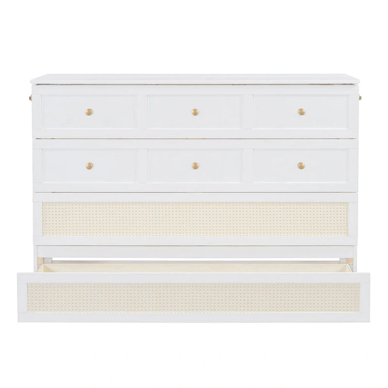 Lit escamotable moderne blanc de taille Queen avec rangement polyvalent et grands tiroirs pour chambre à coucher