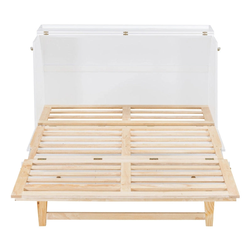 Lit escamotable moderne blanc de taille Queen avec rangement polyvalent et grands tiroirs pour chambre à coucher