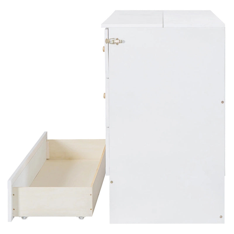 Lit escamotable moderne blanc de taille Queen avec rangement polyvalent et grands tiroirs pour chambre à coucher