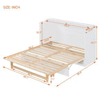 Lit escamotable moderne blanc de taille Queen avec rangement polyvalent et grands tiroirs pour chambre à coucher