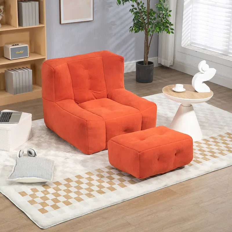 Fauteuil d'appoint moderne 38.5 en velours avec mousse à mémoire de forme et pouf pour salon